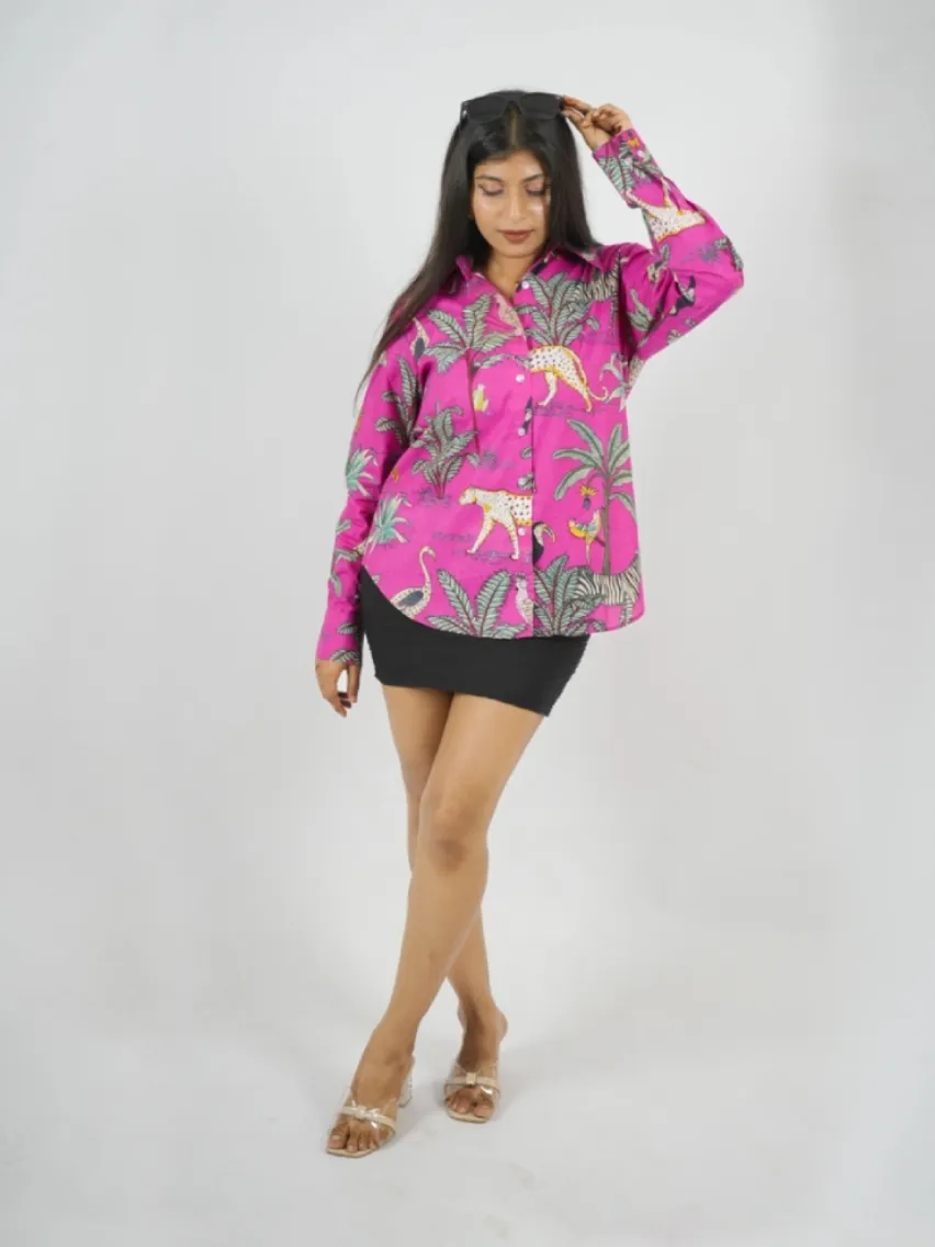 Pink Jungle Safari Printed Shirt