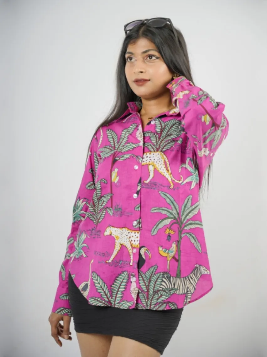 Pink Jungle Safari Printed Shirt - Alternative View